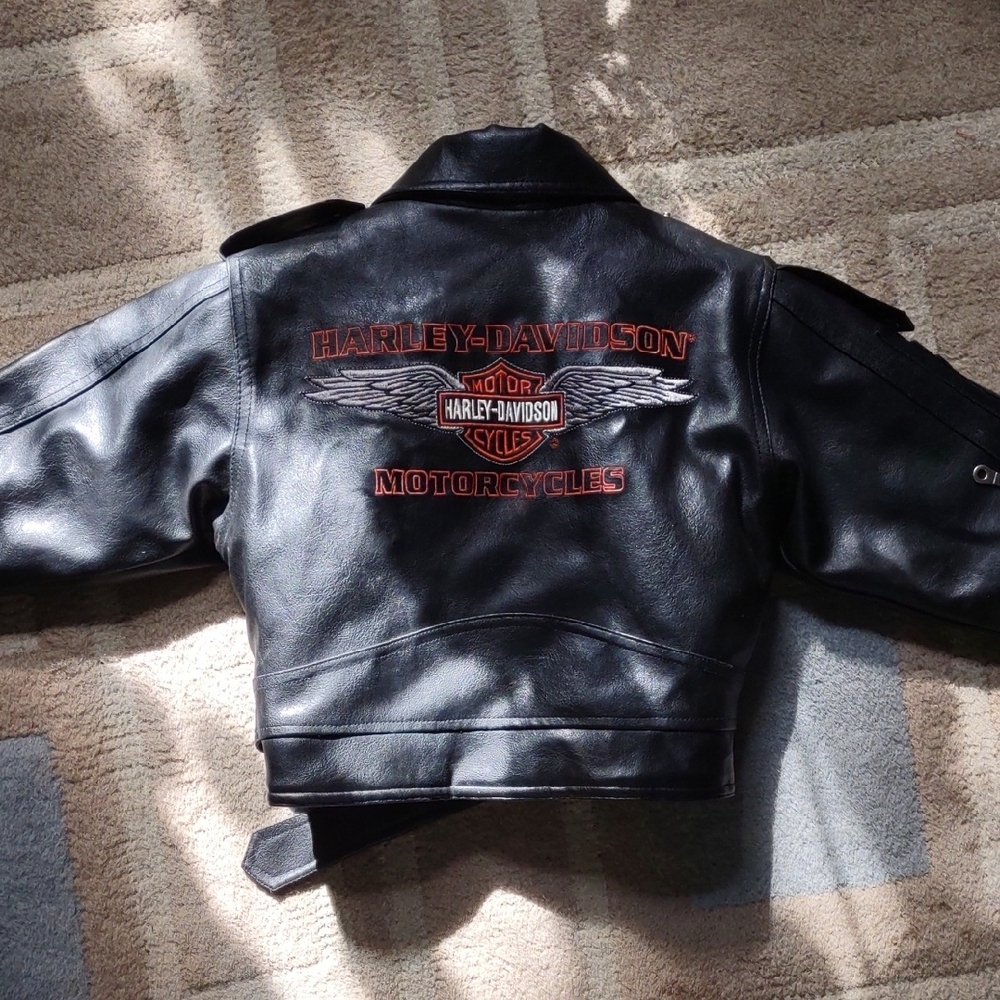 Harley-Davidson Black Biker Jacket / Boys Size 5 / Black Motorcycle Jacket - Picture 4 of 13